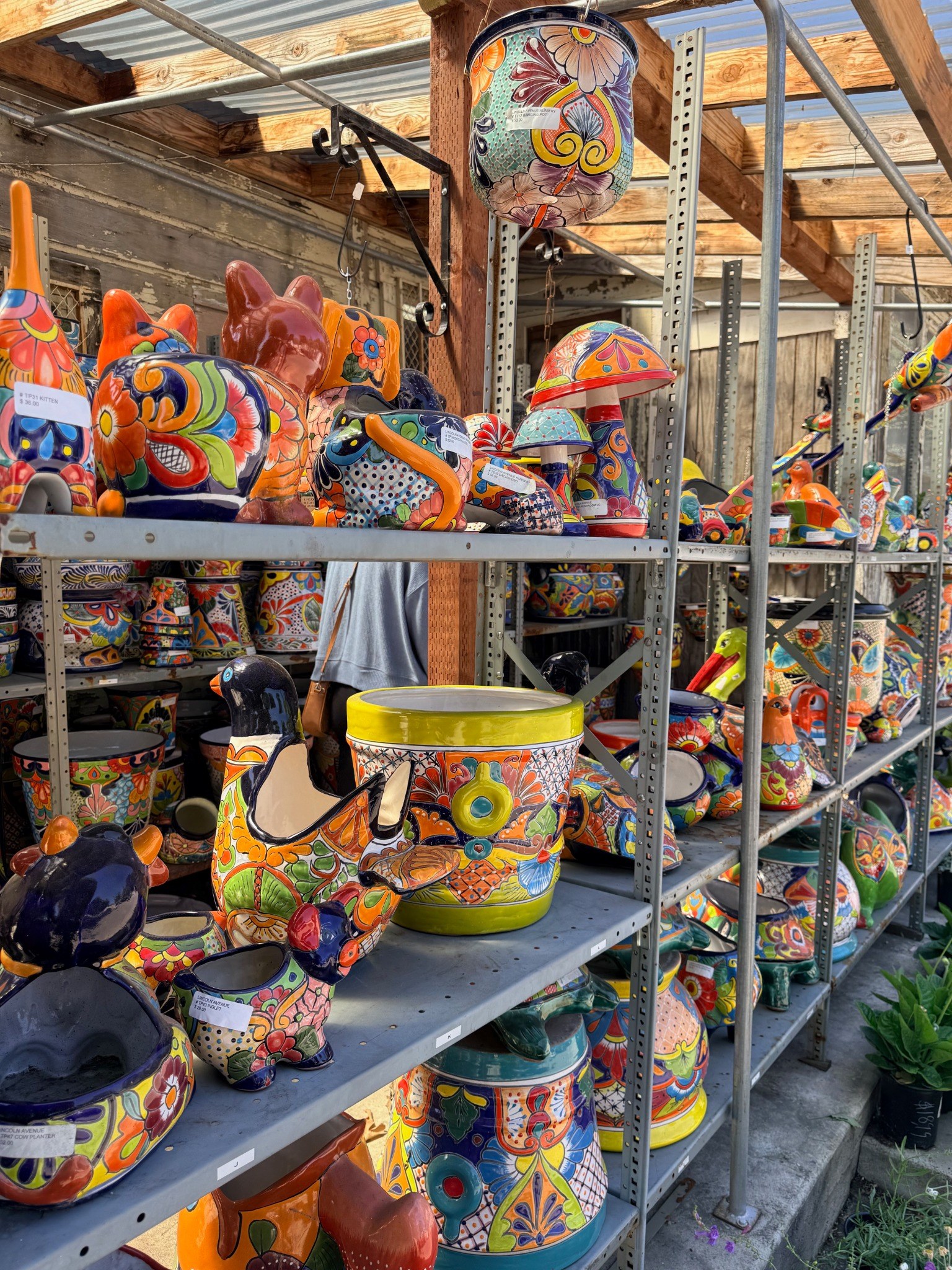 Colorful Talavera pottery at Lincoln Avenue Nursery